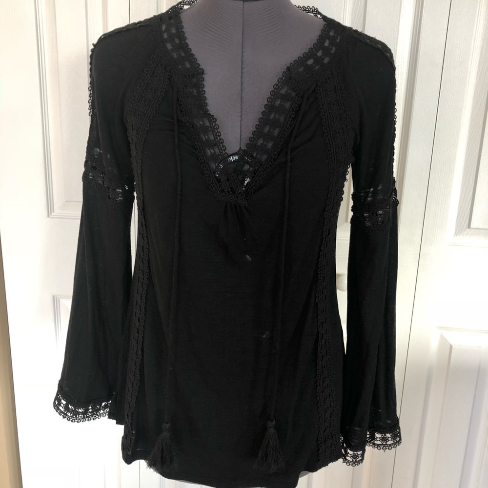 Black Long Sleeve peasant style top